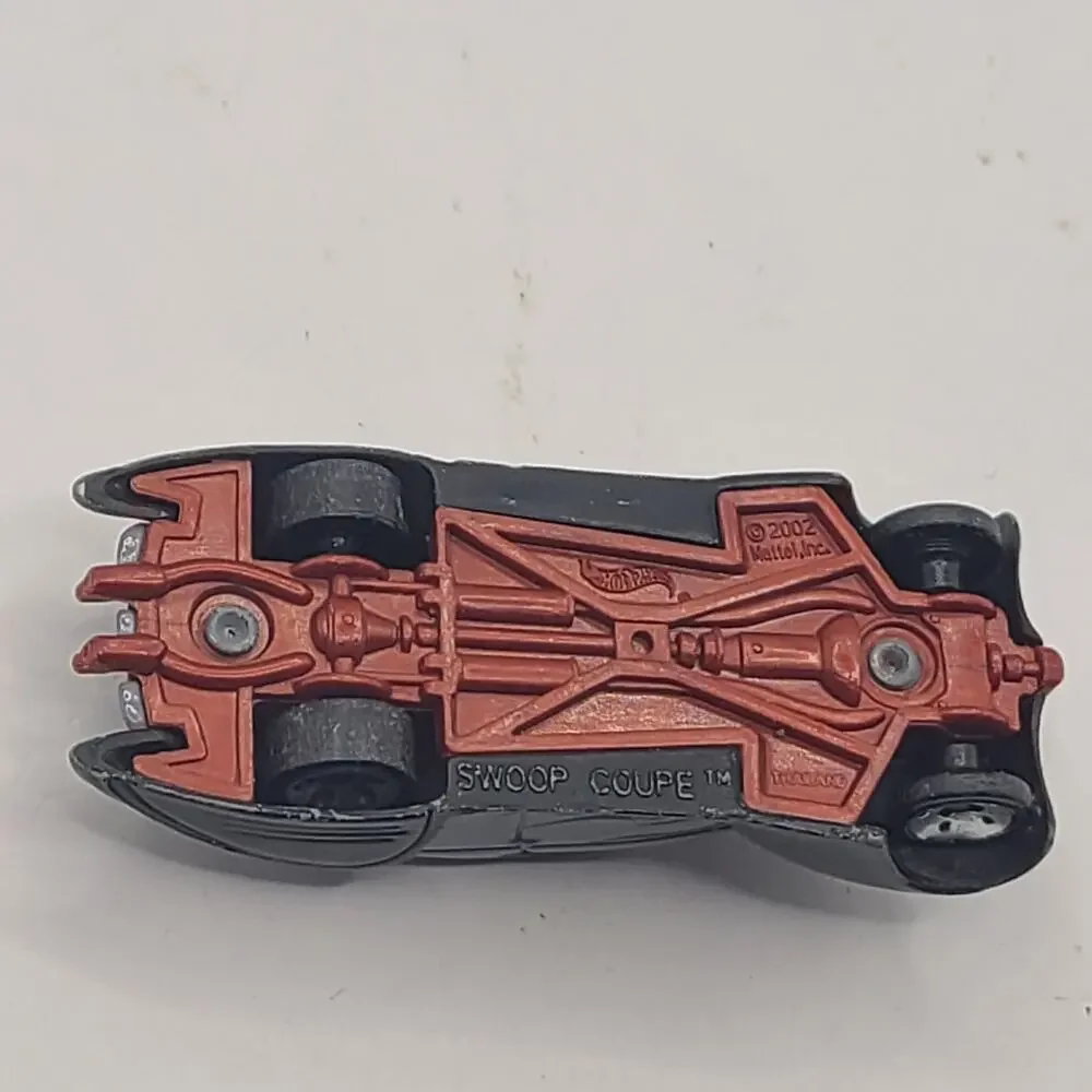Vintage￼ Hot Wheels 2002 Swoop Coupe car Gray black red flames￼